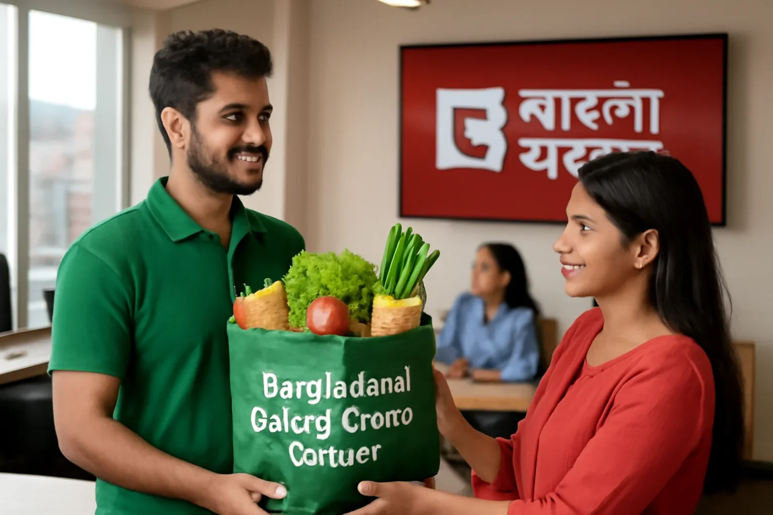 Bangladeshi Grocery Delivery Canada shown in a Canada-based Bangla newsroom setting
