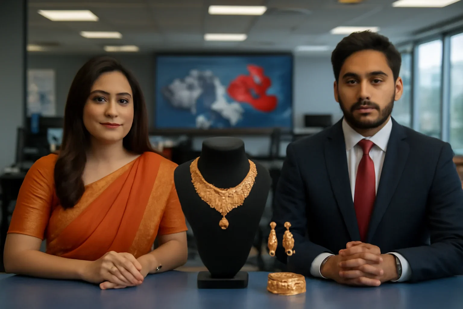 Bangladeshi Jewellery Canada shown in a Canada-based Bangla newsroom setting