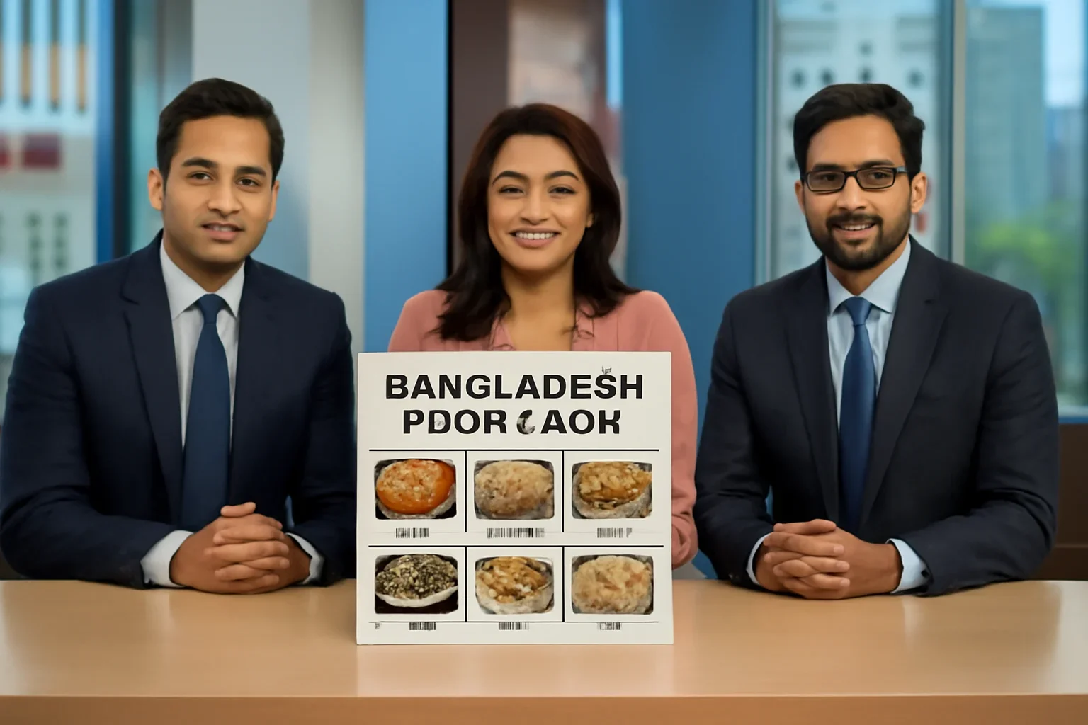 Bangladesh Food Guide shown in a Canada-based Bangla newsroom setting