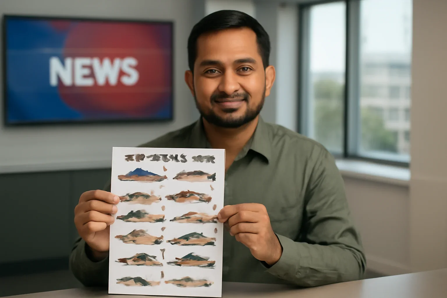 Bangladeshi Fish Guide shown in a Canada-based Bangla newsroom setting