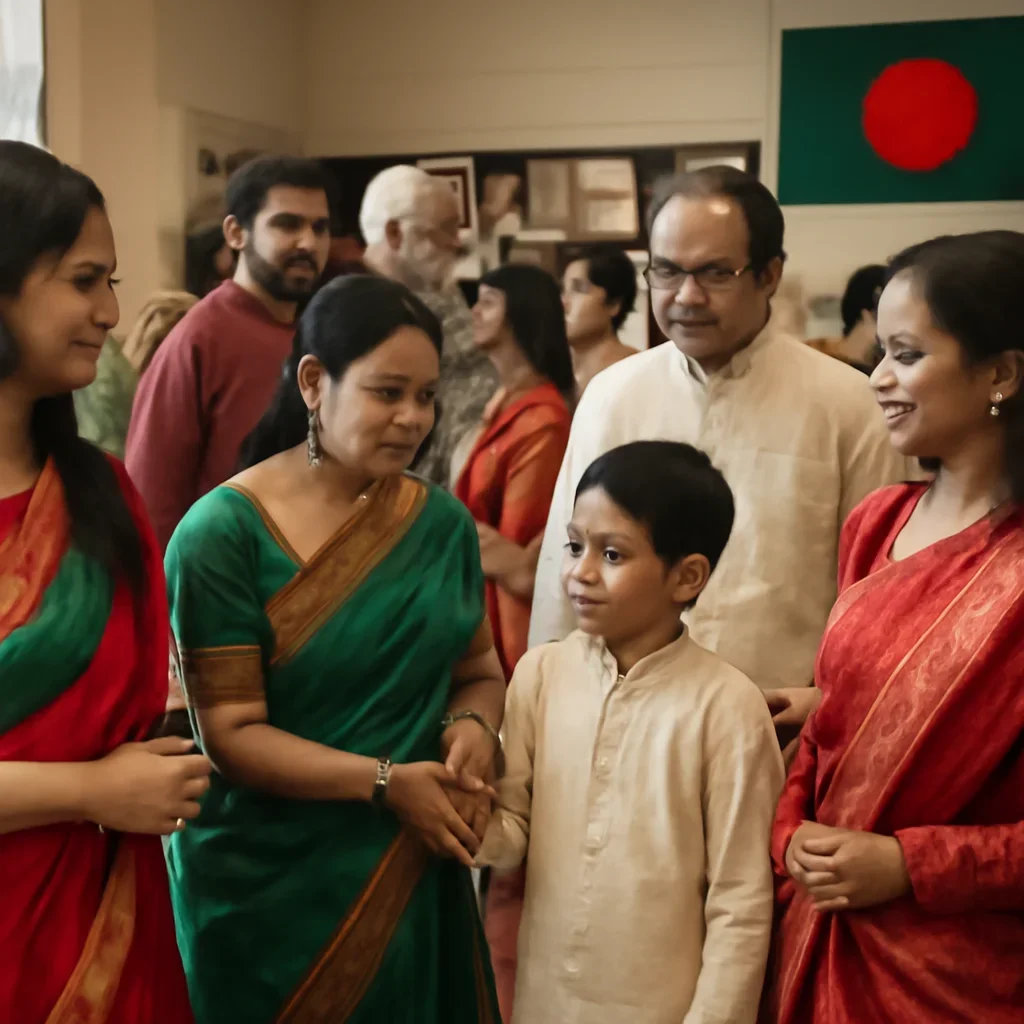 Readers and community members engaging with national dress of bangladesh in Canada