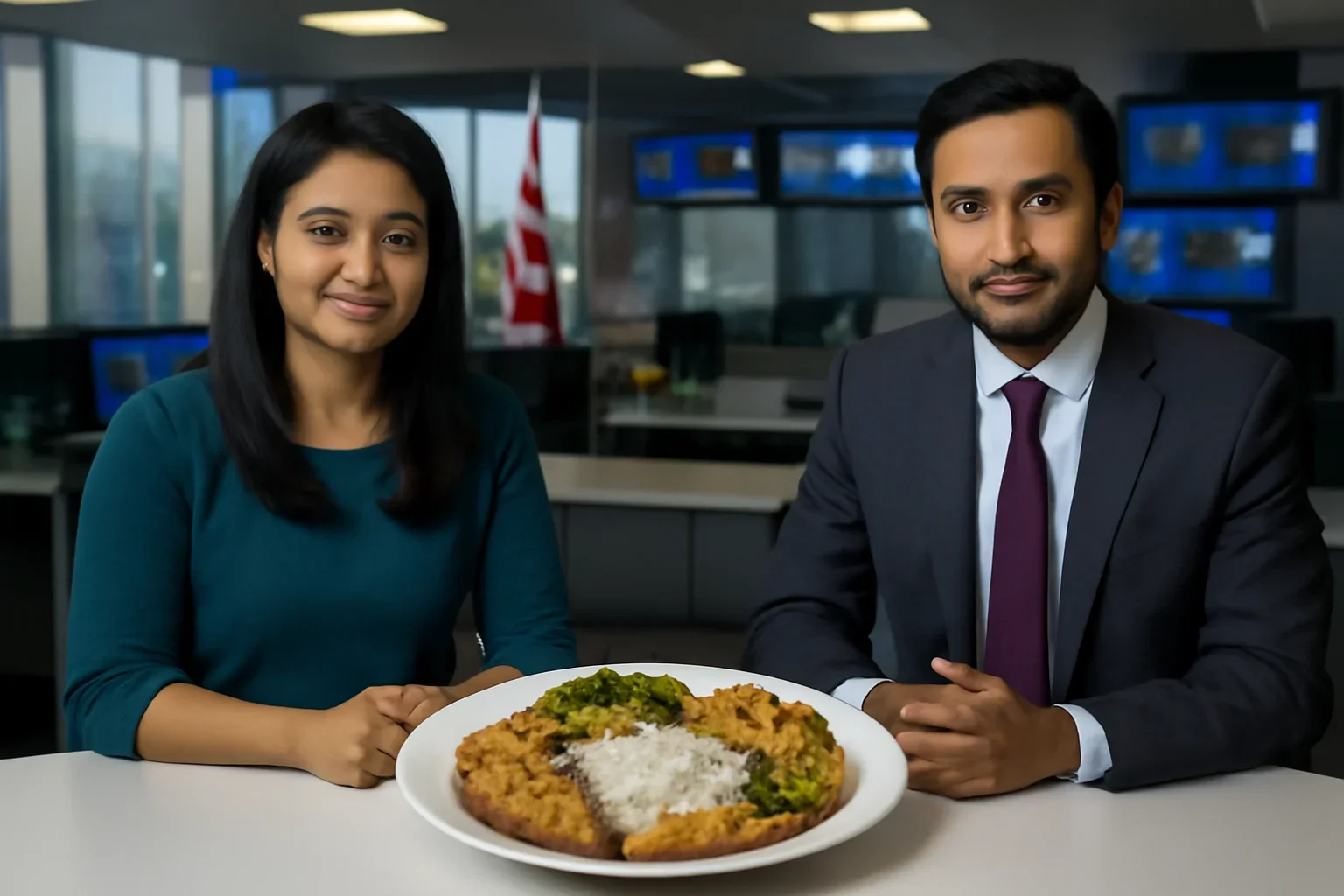 National Food of Bangladesh shown in a Canada-based Bangla newsroom setting