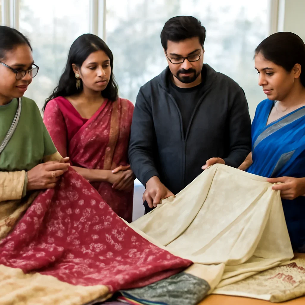 Readers and community members engaging with tangail vs jamdani sarees in Canada