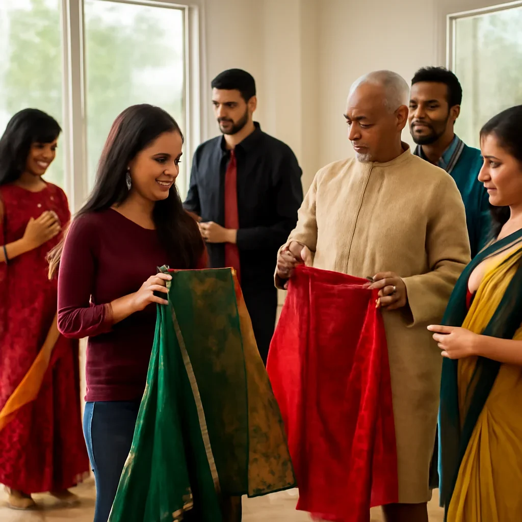 Readers and community members engaging with traditional clothing of bangladesh in Canada