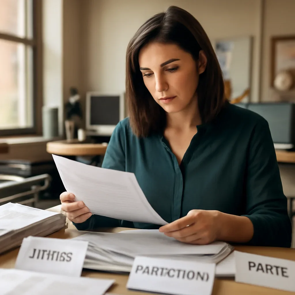 Editor sorting reader letters, corrections, and event notes for publication