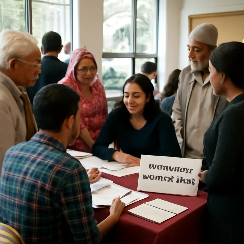 Readers and community members engaging with vancouver bangla desk in Canada